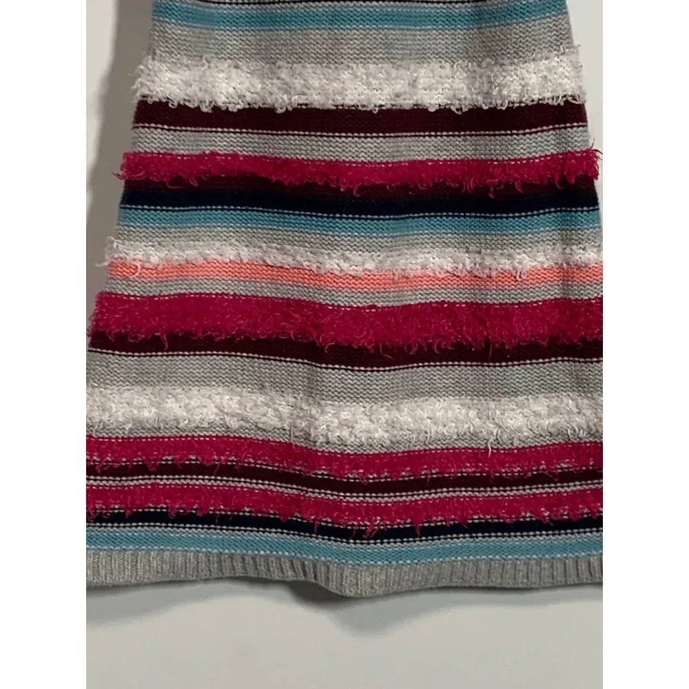 Gymboree Girls Striped Fuzzy Knit Sweater Dress Short Sleeve Gray Pink Size 4